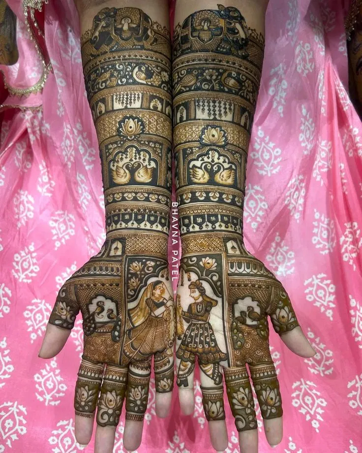 Bridal Stylish Full Hand Mehndi Design with Figures (8)