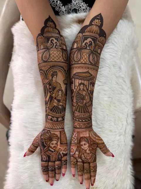 bridal stylish figure full hand mehndi design