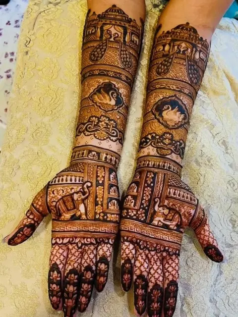 indian figure full hand mehndi design