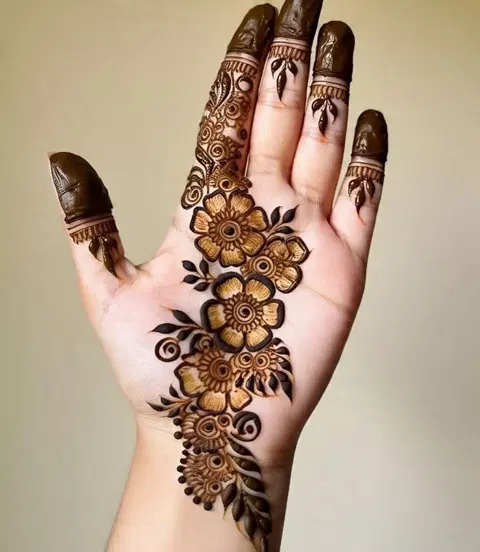 arabic indian bel back hand mehndi design