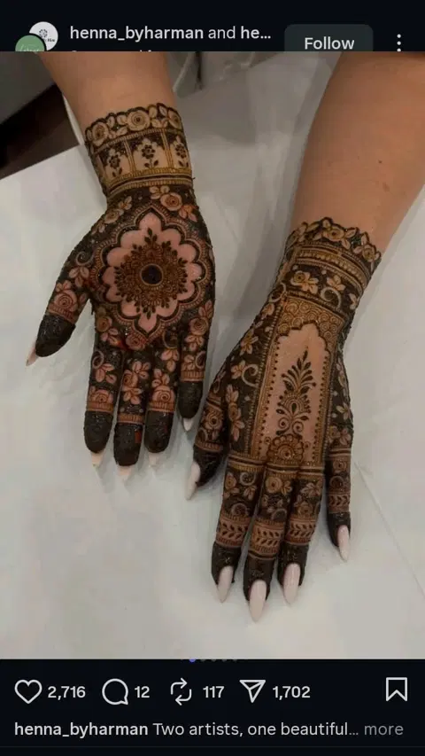aesthetic bridal circle finger mehndi design