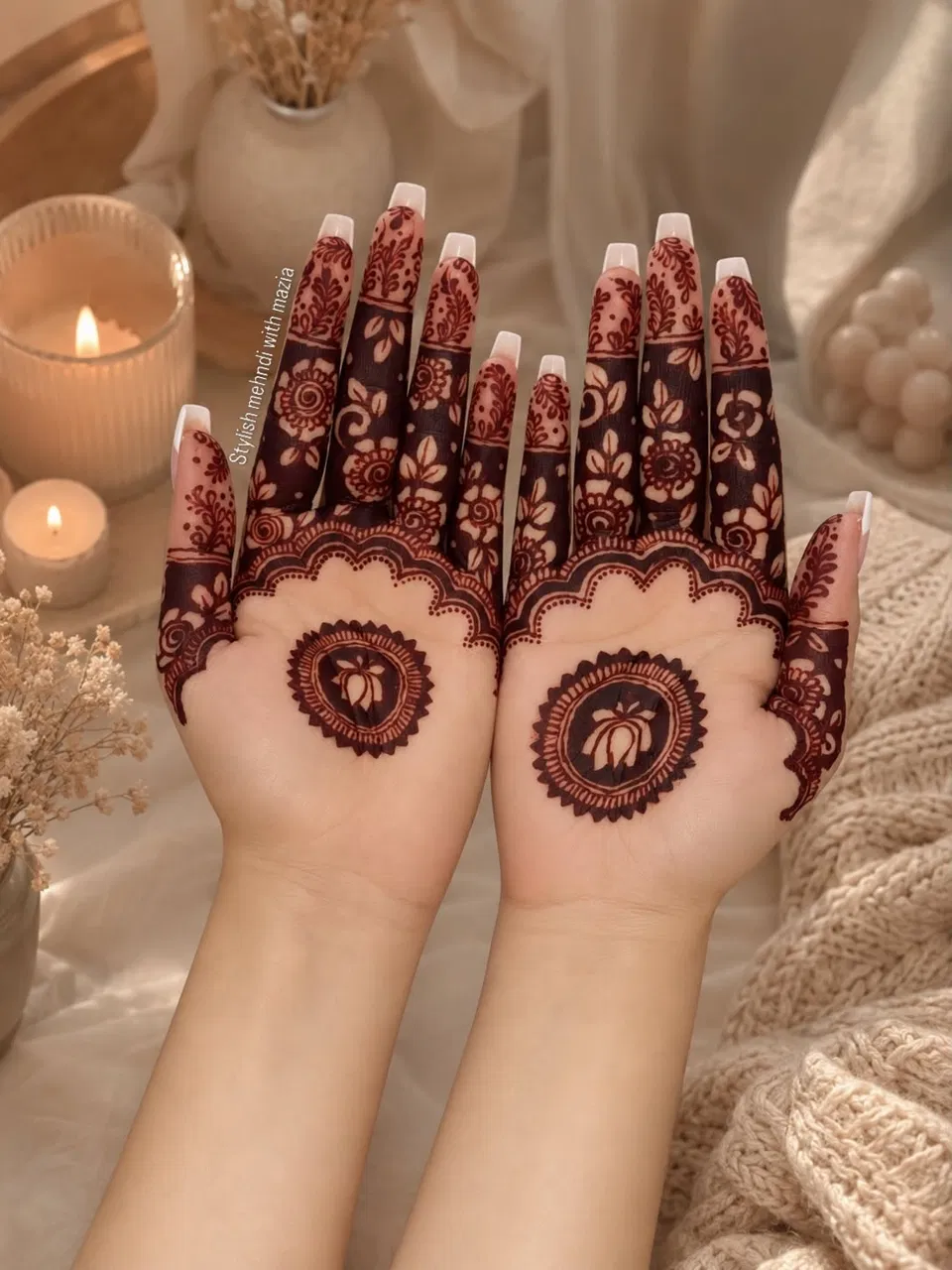 Aesthetic Arabic Front Hand Mehndi Design with Gol Tikki (16)