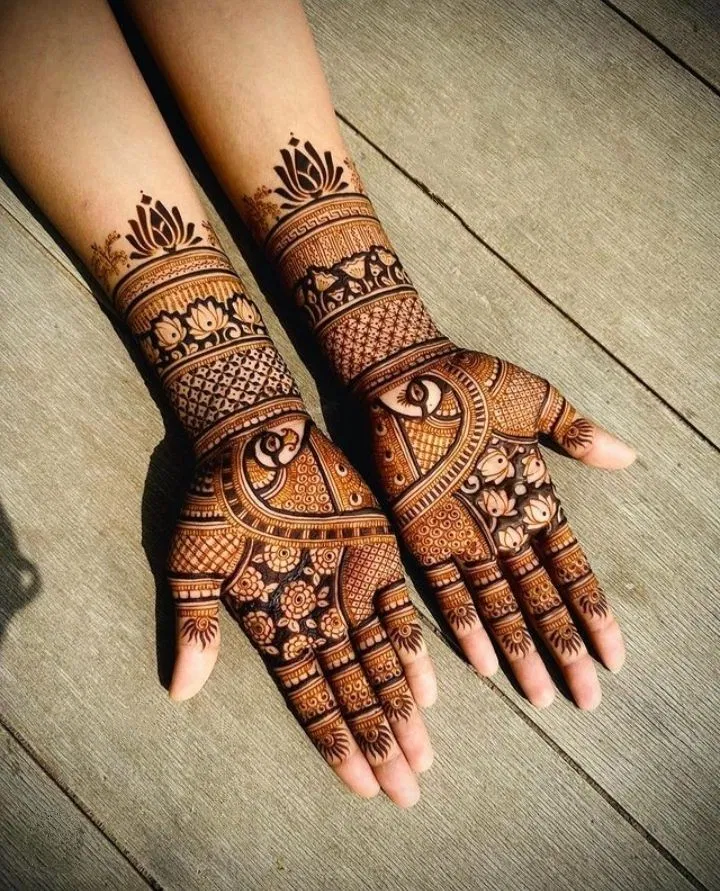Front Hand Mehndi Design with Peacock (3)