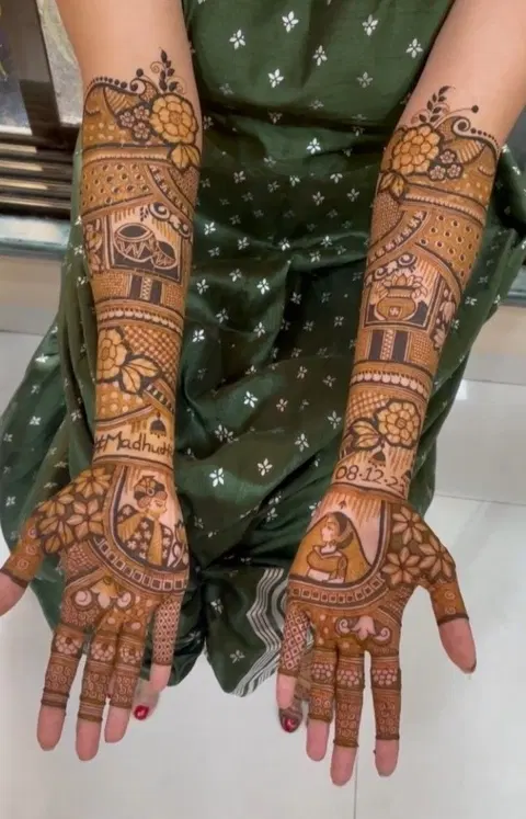 bridal stylish figure front hand mehndi design