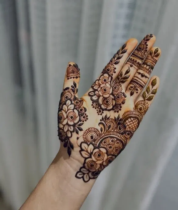 Arabic Bridal Finger Mehndi Design with Flowers for Eid