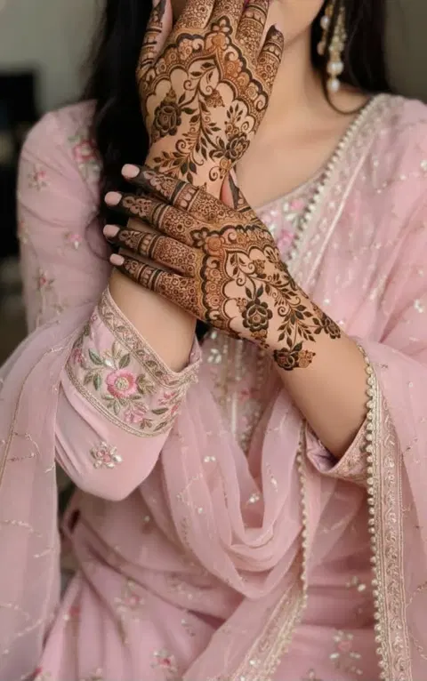 aesthetic pakistani back hand mehndi design