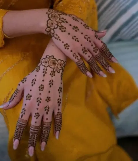 aesthetic minimal back hand mehndi design