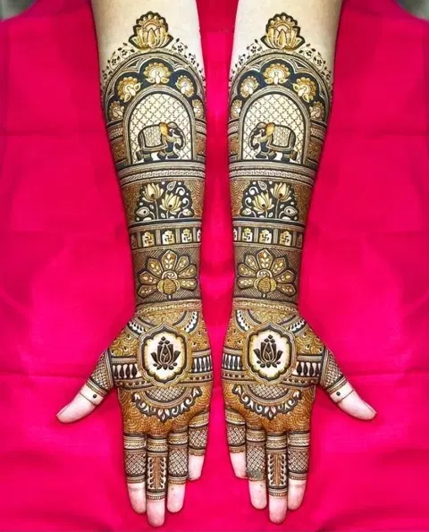 bridal stylish figure front hand mehndi design