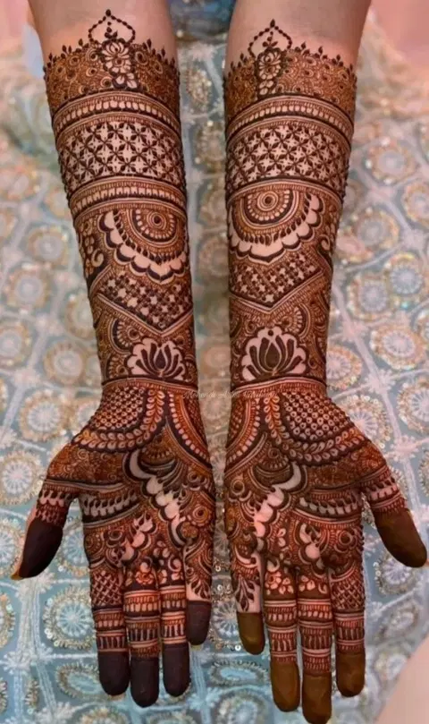 bridal indian figure arm mehndi design