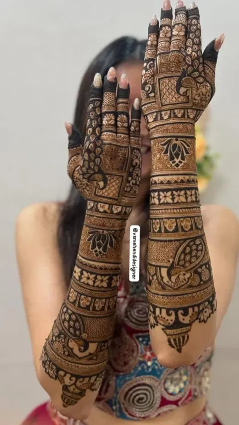 bridal stylish figure arm mehndi design