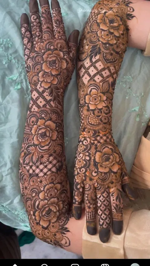 bridal dubai figure back hand mehndi design
