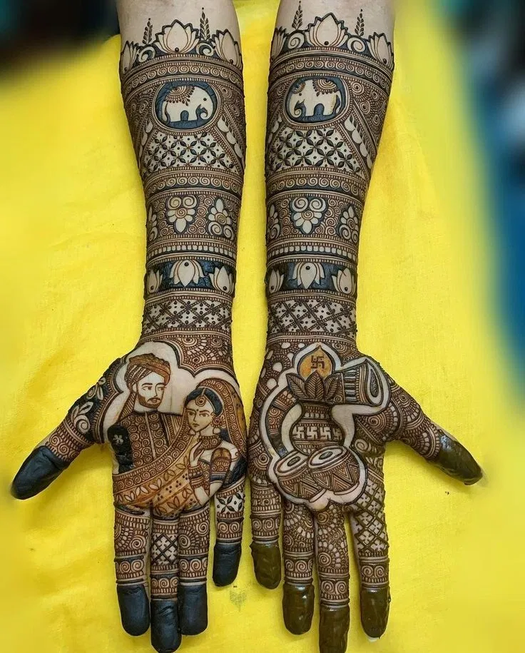 Bridal Full Hand Mehndi Design with Figures (10)