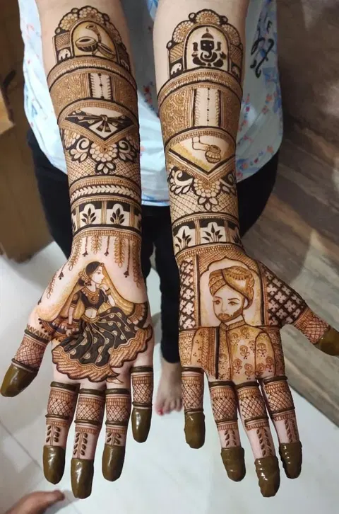 bridal figure front hand mehndi design