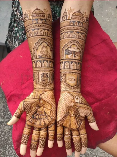 bridal figure front hand mehndi design