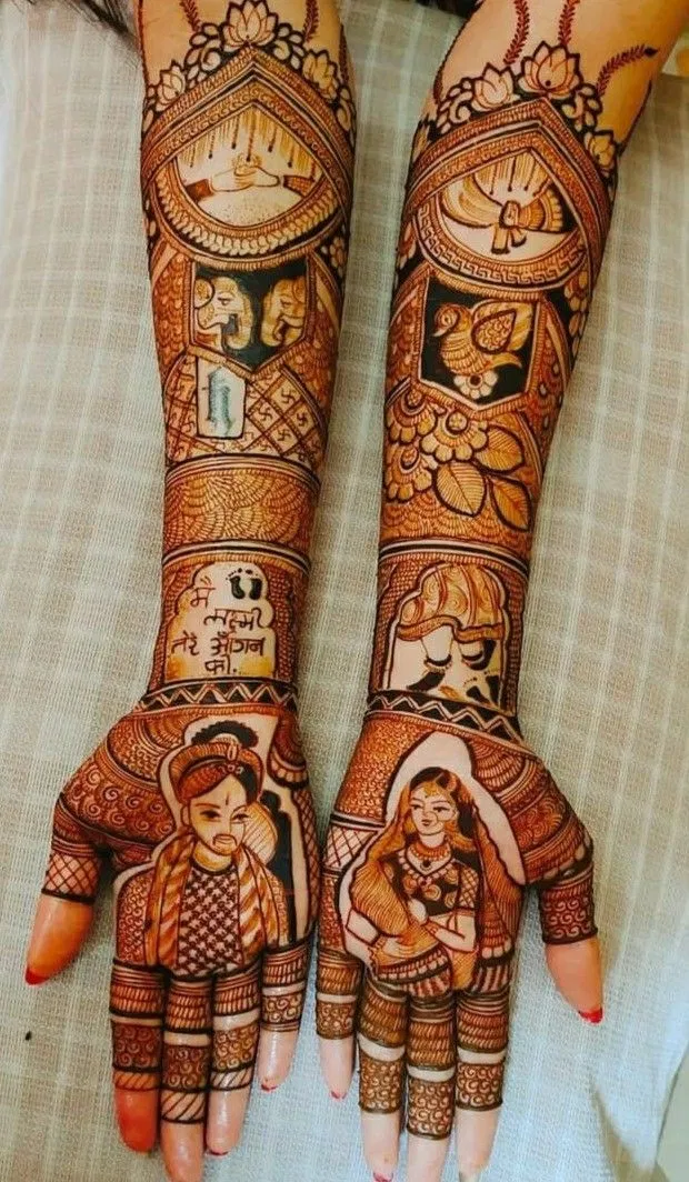Bridal Full Hand Mehndi Design with Figures (11)