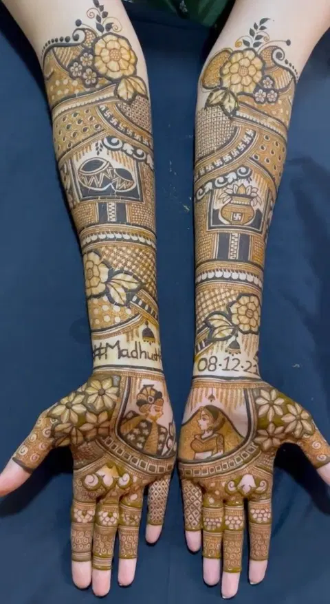 bridal figure front hand mehndi design