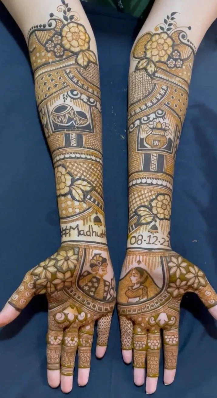 Bridal Front Hand Mehndi Design with Figures (8)