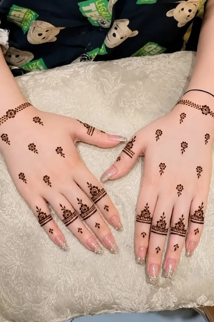 Minimal Simple Back Hand Mehndi Design with Hearts