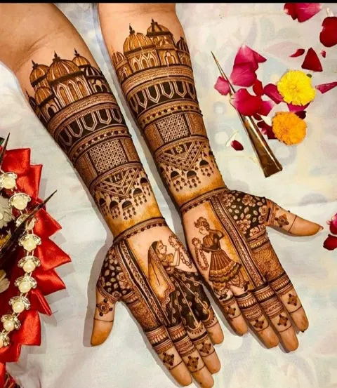 bridal figure front hand mehndi design