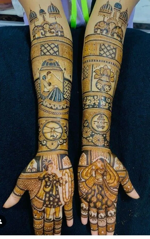 Bridal Full Hand Mehndi Design with Figures (14)