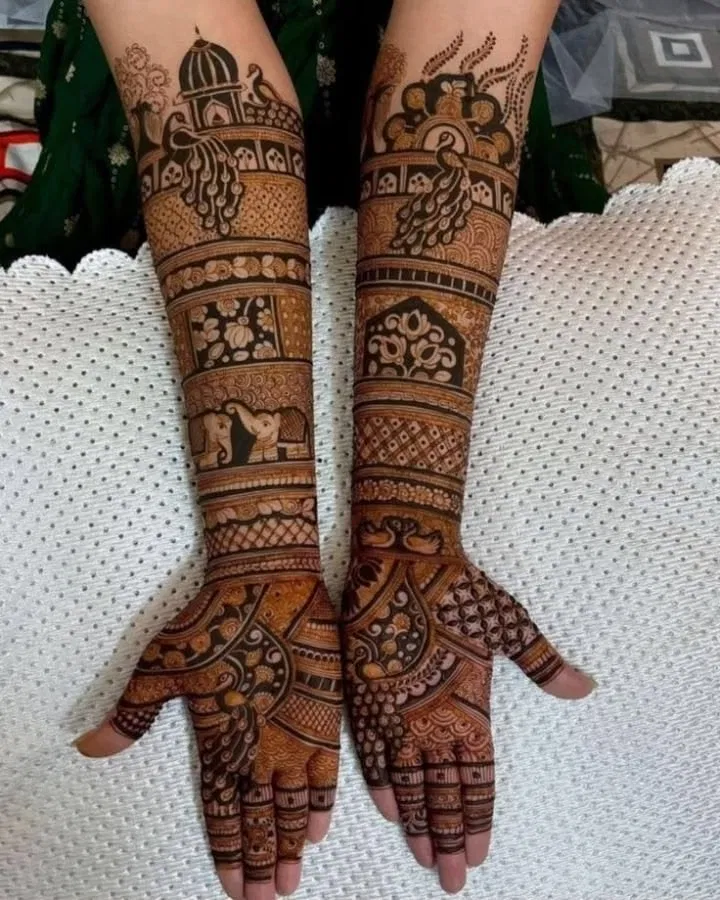 Bridal Front Hand Mehndi Design with Figures (10)