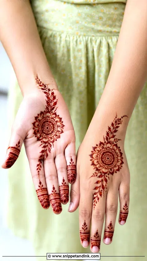 minimal simple jaal back hand mehndi design