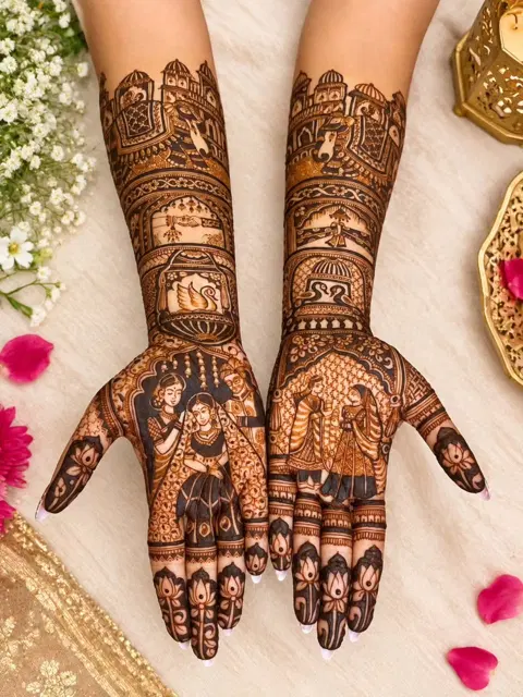 bridal figure front hand mehndi design