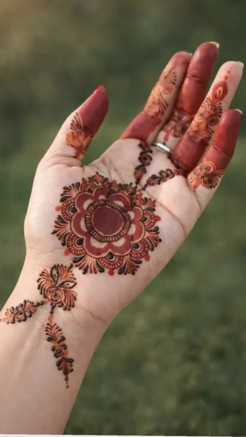 aesthetic arabic bel finger mehndi design
