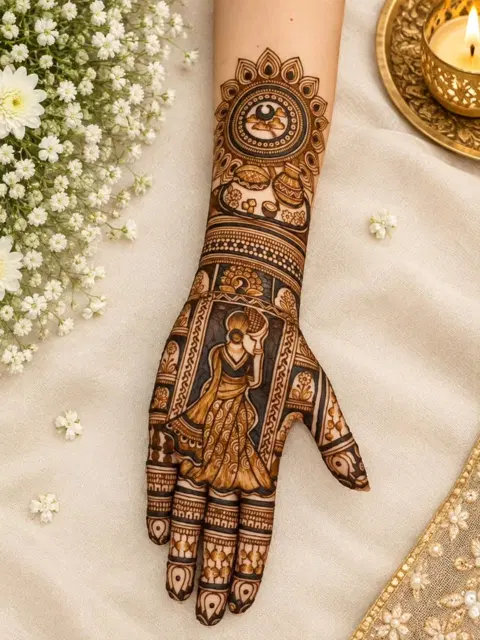 indian figure full hand mehndi design