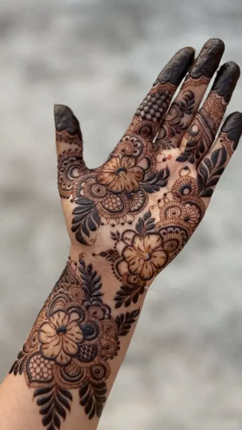 arabic bridal flower front hand mehndi design