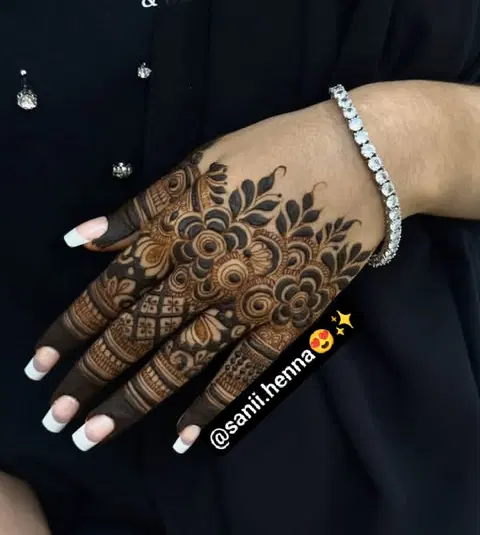 aesthetic bridal back hand mehndi design