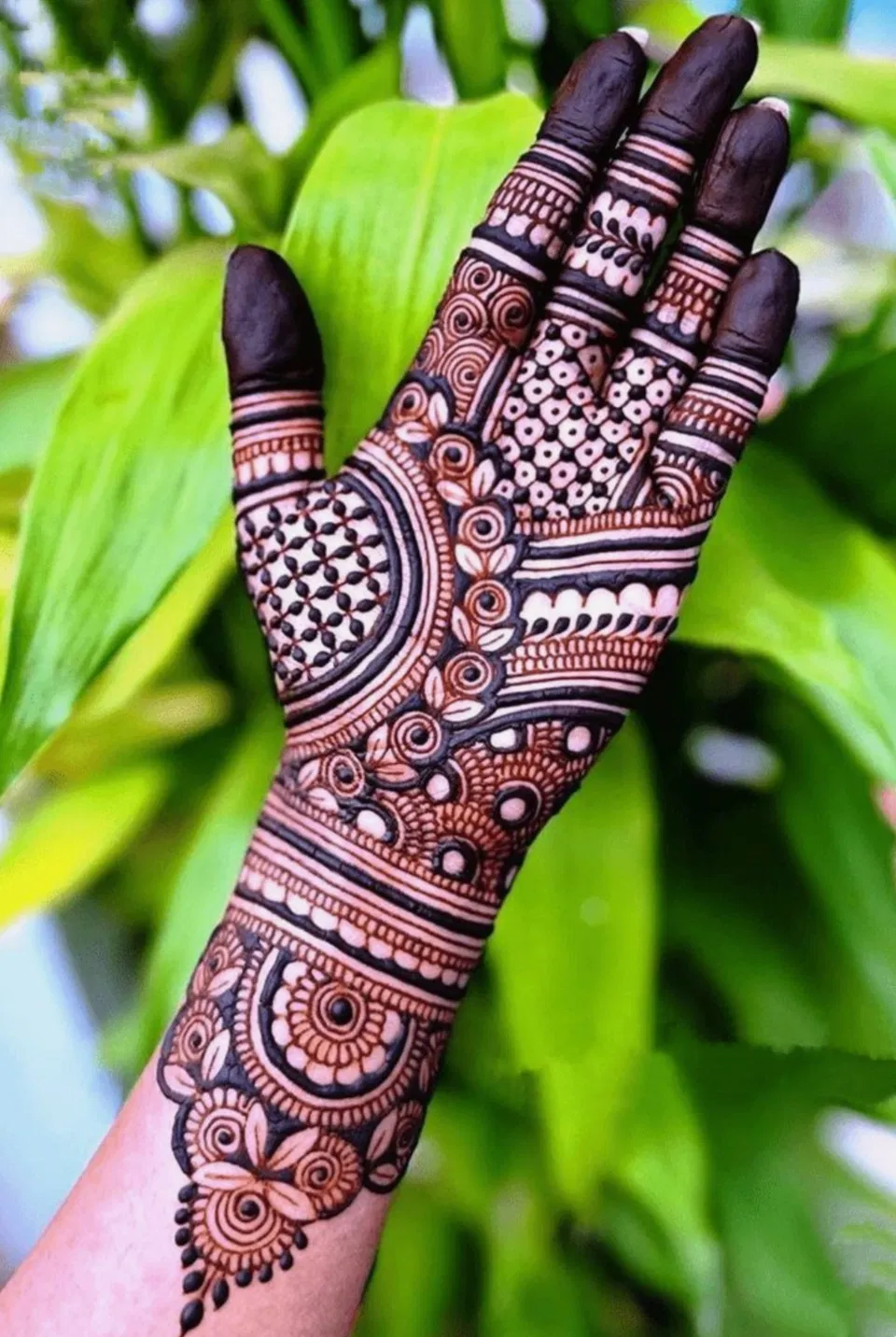 Indian Stylish Back Hand Mehndi Design with Jaal and Peacock
