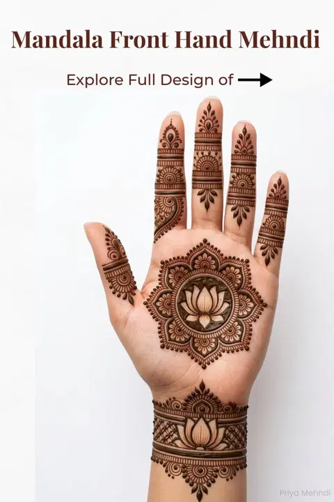 stylish circle front hand mehndi design