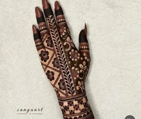 bridal back hand mehndi design