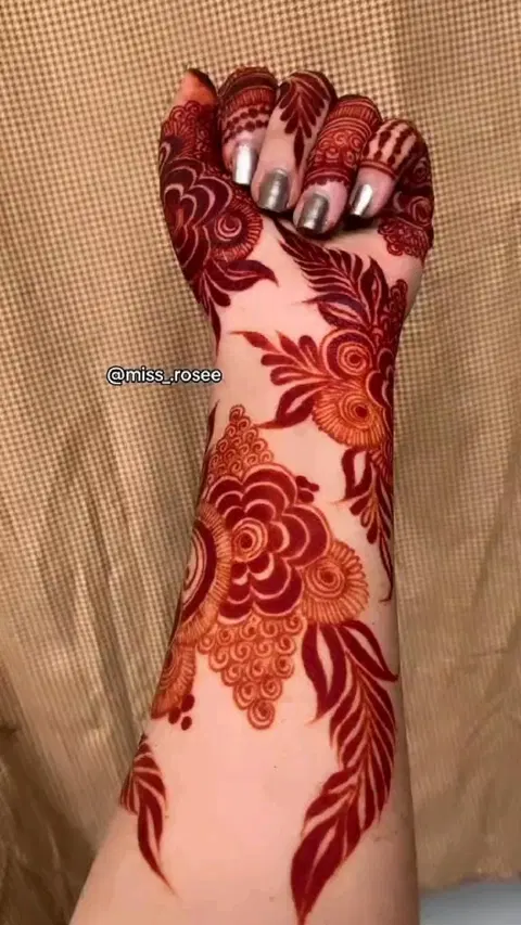 bridal dubai flower back hand mehndi design