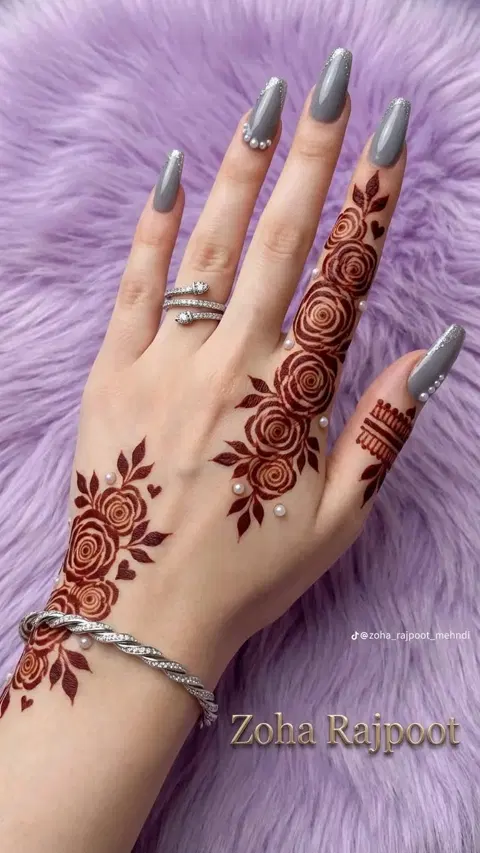 arabic simple circle back hand mehndi design