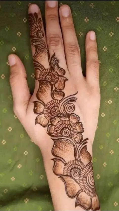 arabic simple flower back hand mehndi design
