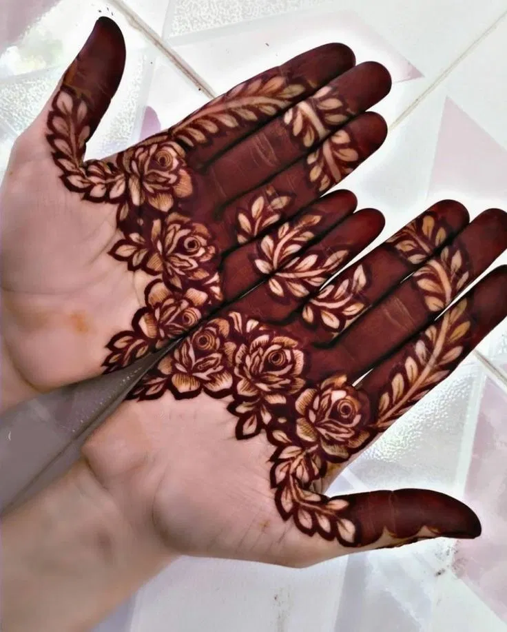Arabic Bridal Finger Mehndi Design with Flowers (5)