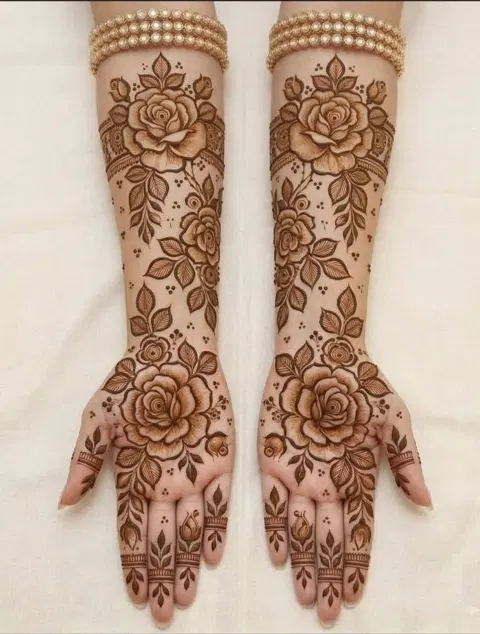 arabic bridal flower full hand mehndi design