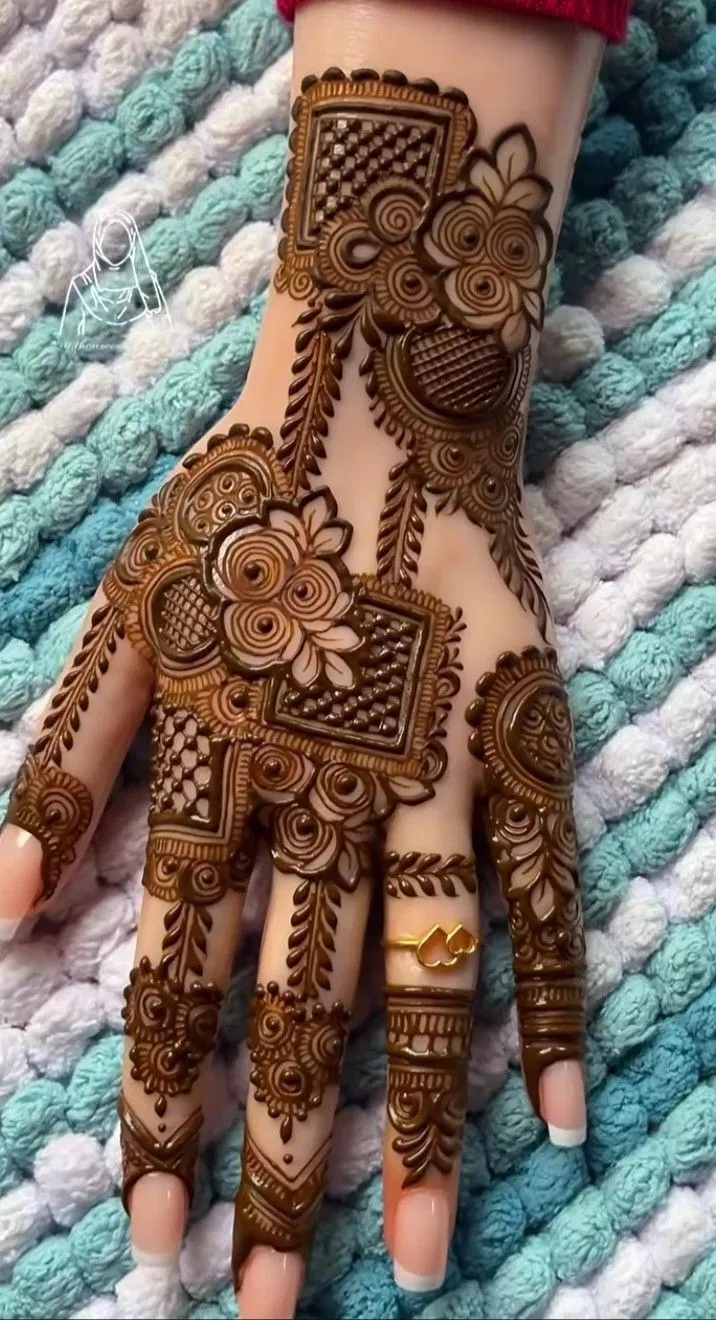 Arabic Bridal Back Hand Mehndi Design with Flowers for Eid (2)