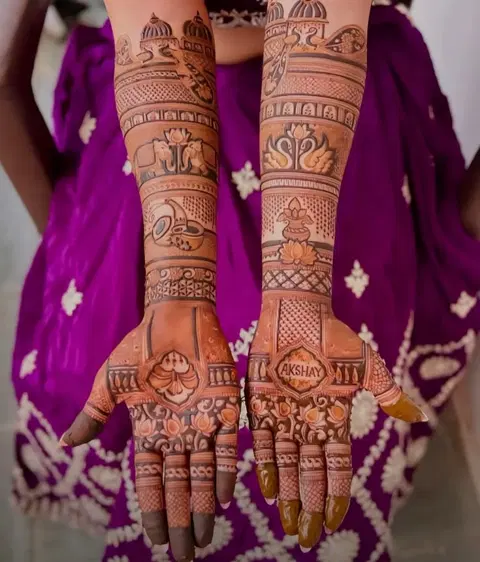 bridal figure front hand mehndi design
