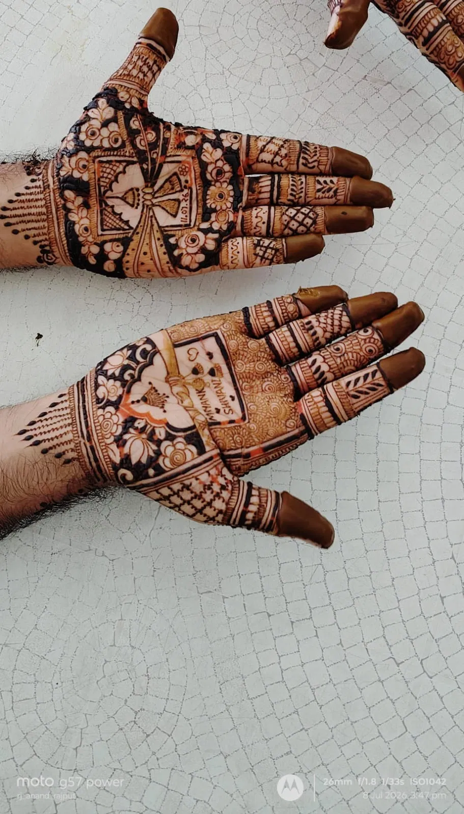 Bridal Front Hand Mehndi Design with Deity