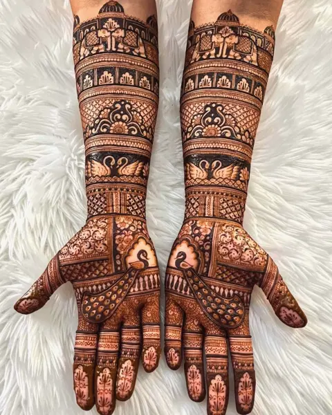bridal indian figure front hand mehndi design