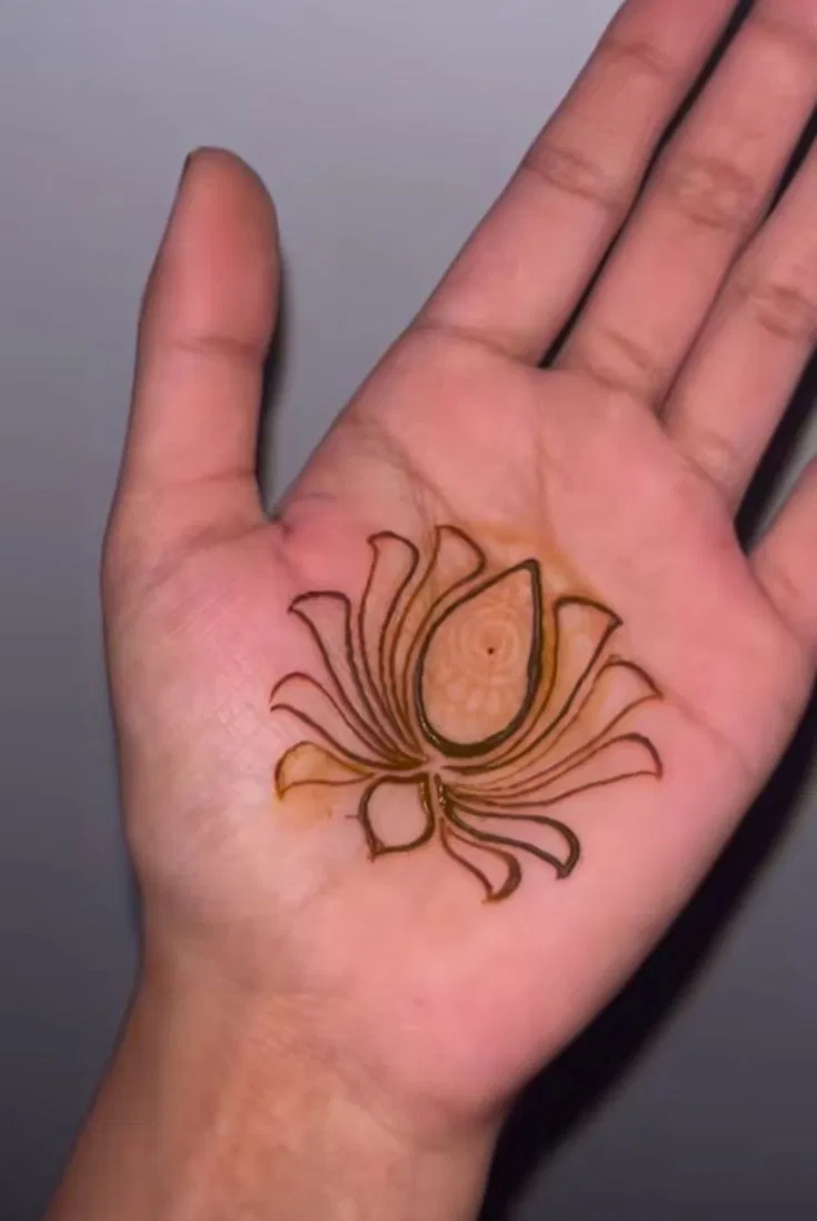 Aesthetic Minimal Front Hand Mehndi Design with Flowers and Lotus (2)