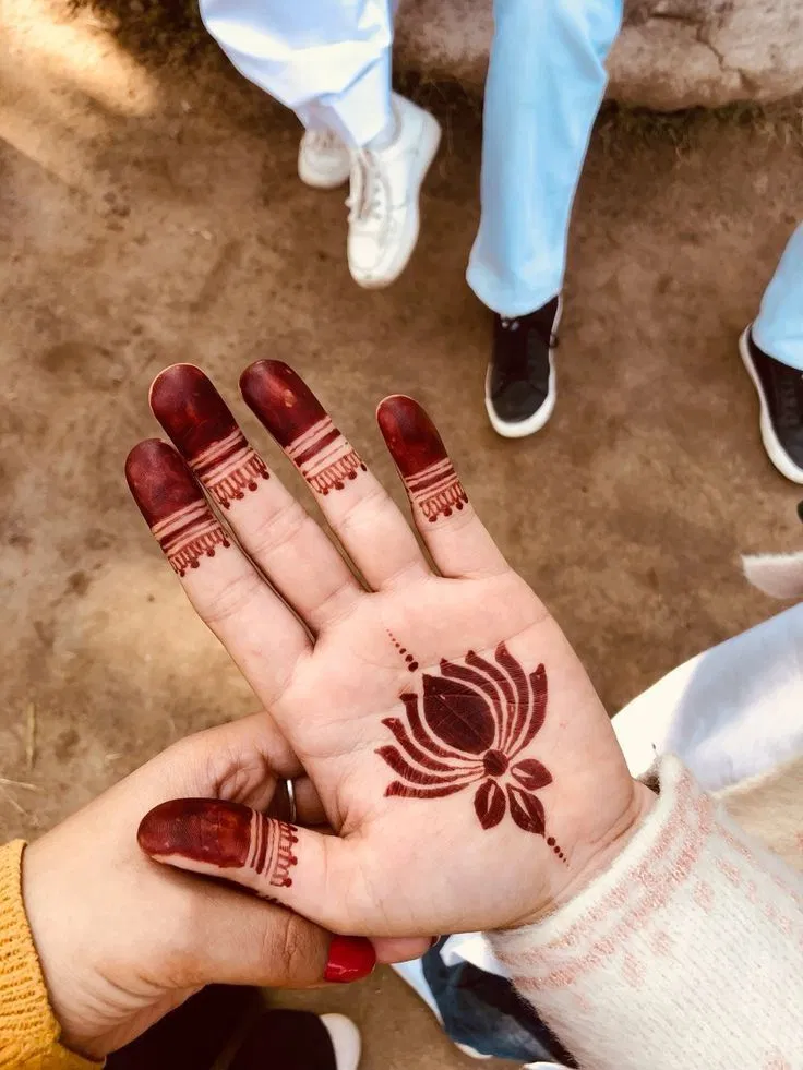 Aesthetic Royal Back Hand Mehndi Design with Jaal and Lotus for Diwali