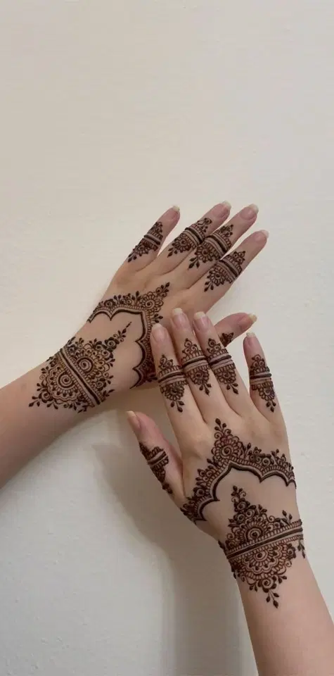 aesthetic royal jaal back hand mehndi design