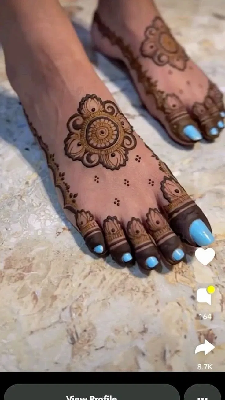 Simple Stylish Back Hand Mehndi Design with Lotus