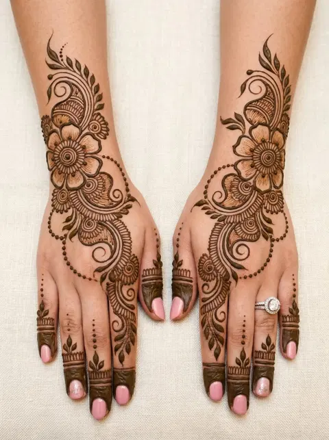 arabic bridal flower back hand mehndi design