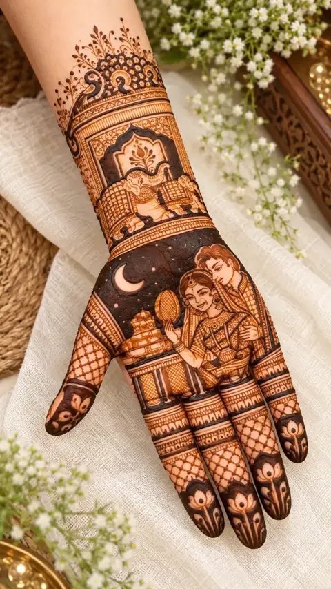 bridal stylish figure full hand mehndi design
