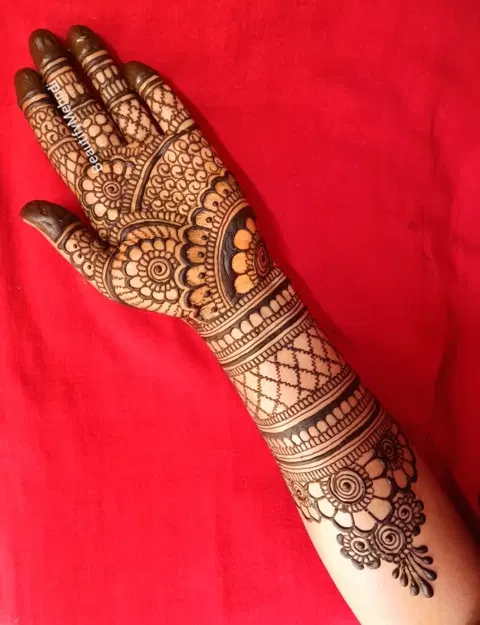 arabic bridal back hand mehndi design